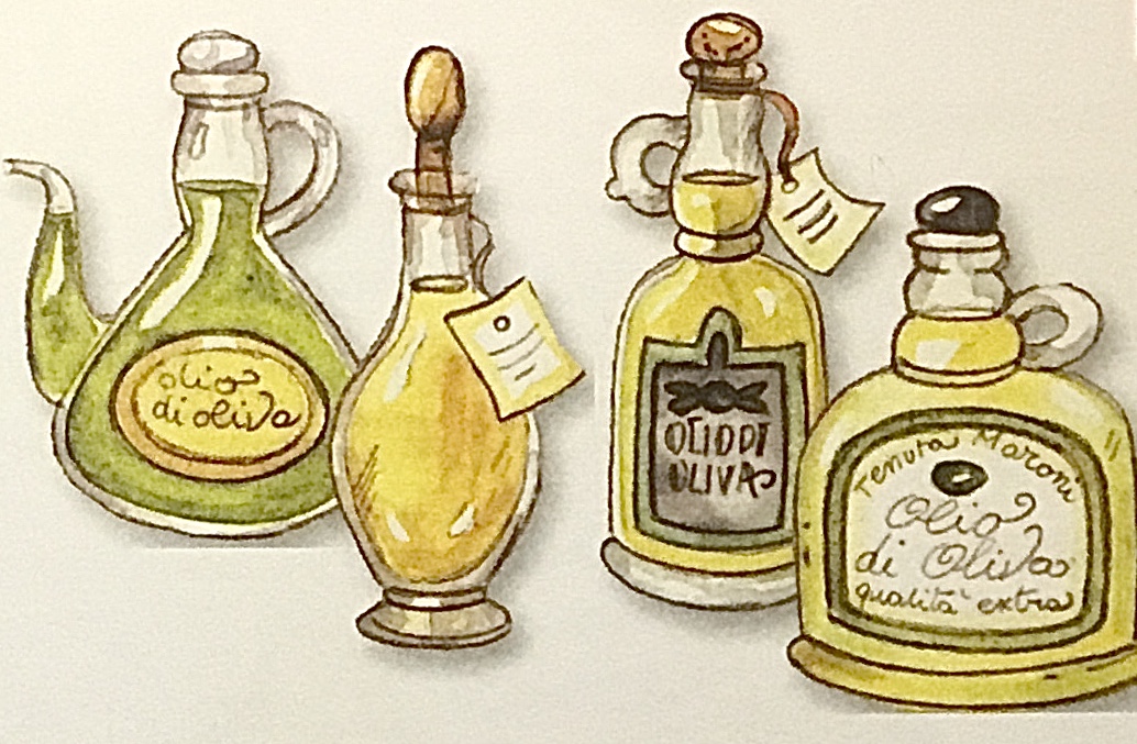 Olive oil in different bottles