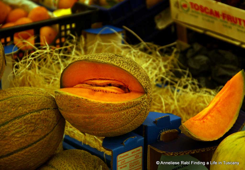 Cantaloupe melon on sale on Florence San Lorenzo market 